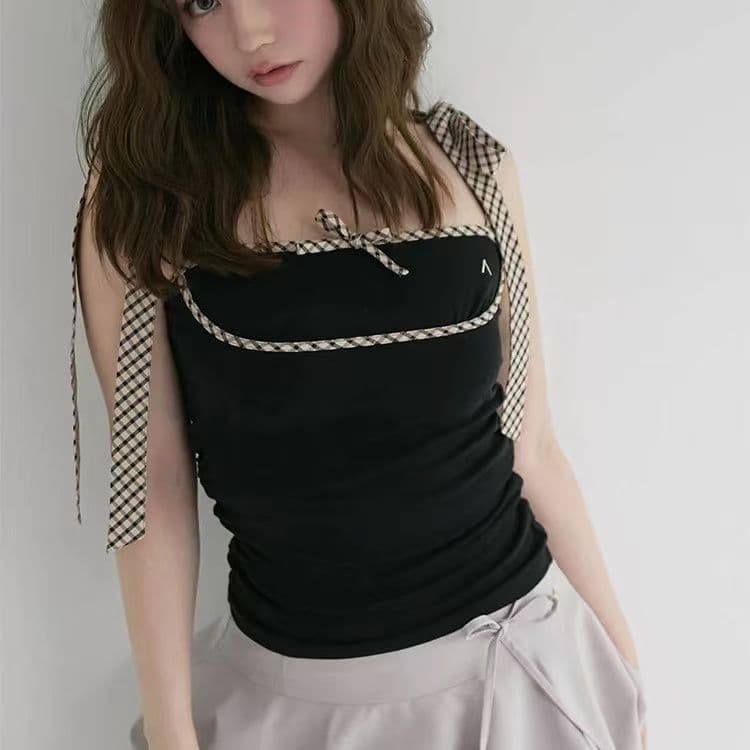 ANDMARY】Alice check ribbon tops ブラ ANDMARY】Alice check ribbon