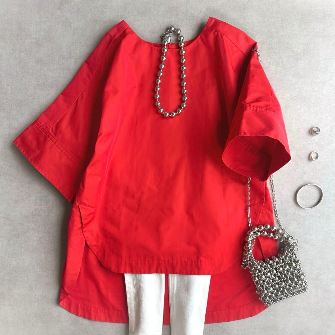 美品▲LE PHILルフィル//半袖ブラウス▲赤 レッドプルオーバー　ゆったり THANK YOU!!! ⁡ 先日の鈴木六夏さん× LE PHIL インスタライブをご視聴