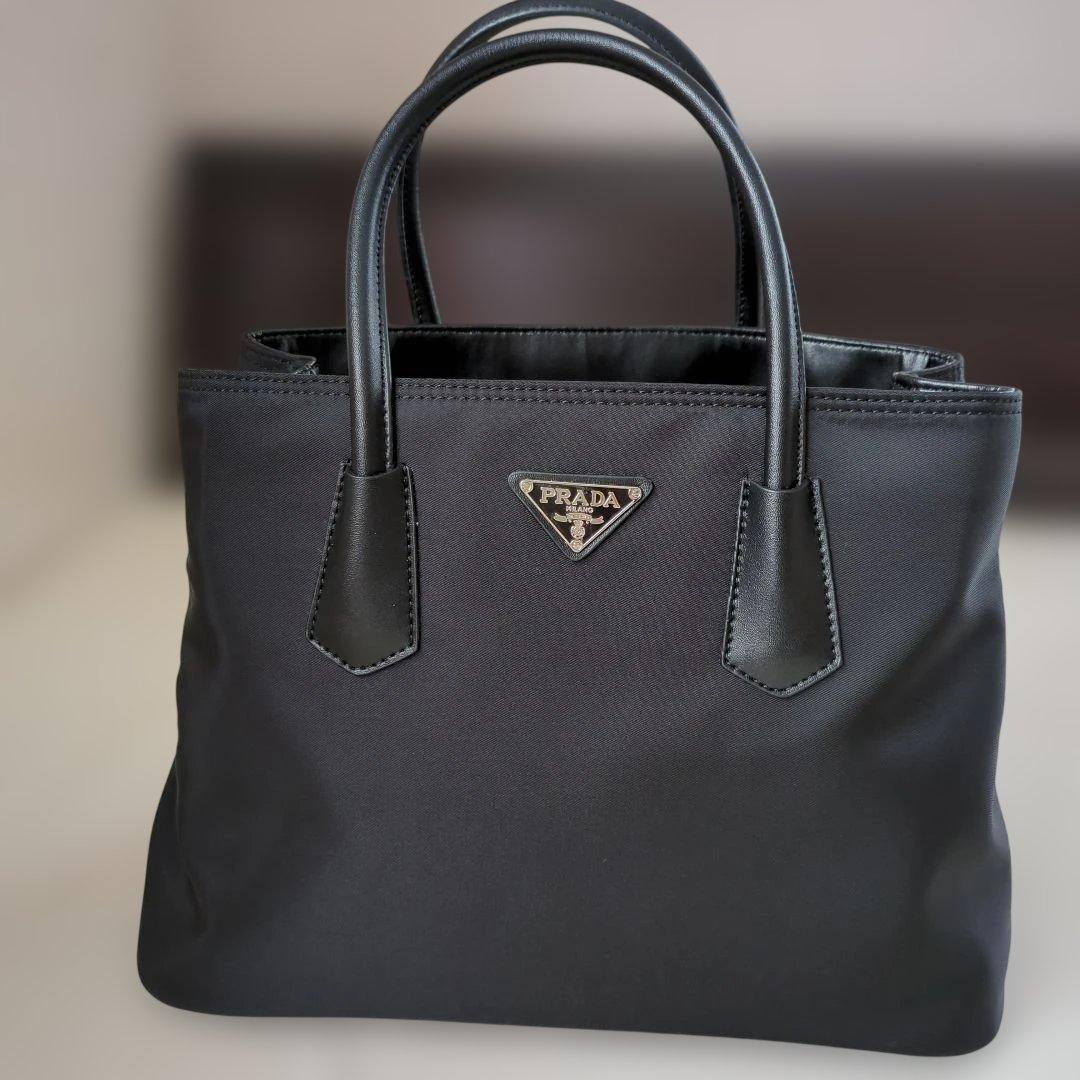 PRADA ブラック ナイロントートバッグ ショルダーバック PRADA（プラダ） ロゴ トートバッグ ショルダーバッグ トートバッグ