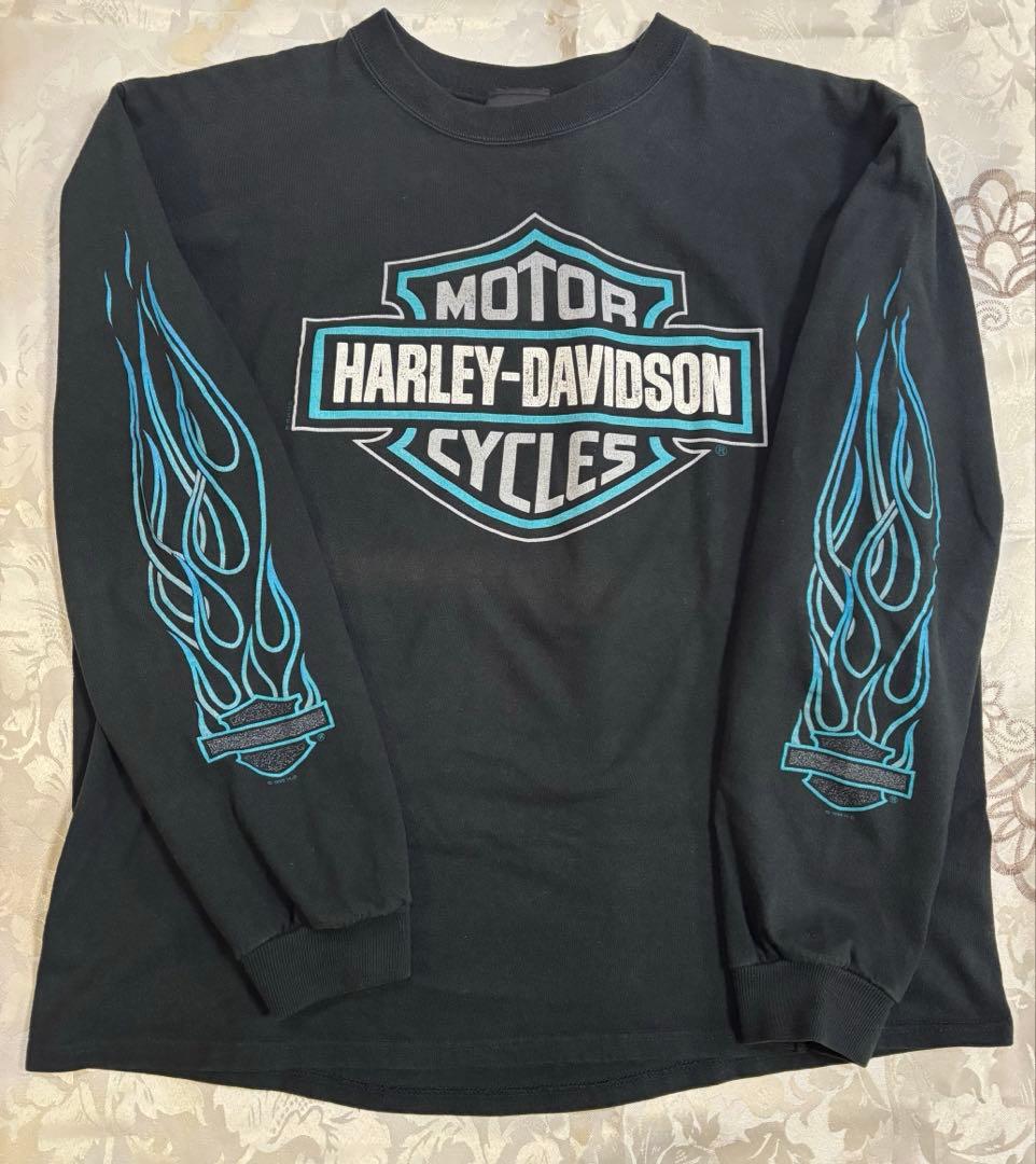 harley davidson 長袖ロンT L flame 90s フレイム - メルカリ
