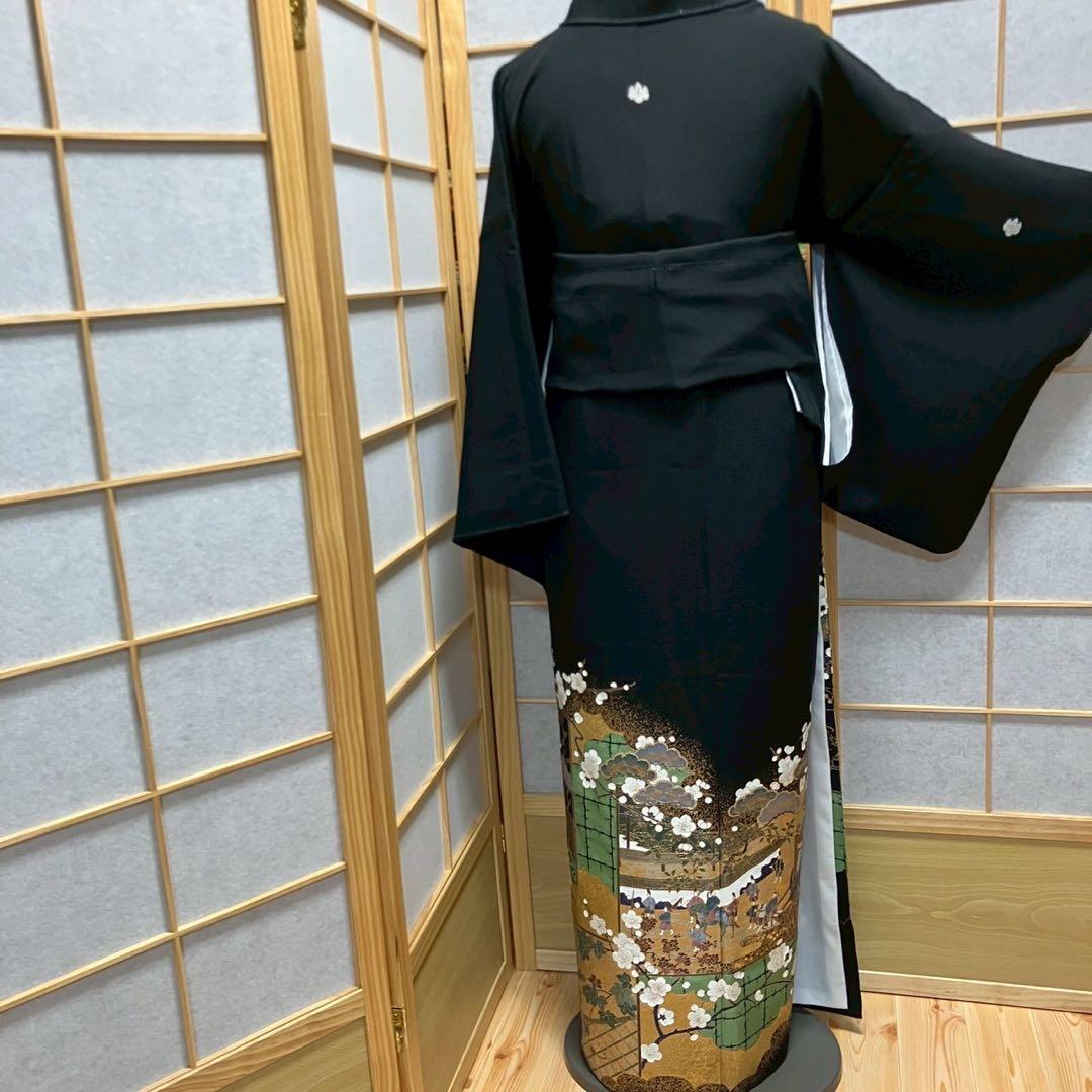 はんな様［6089］黒留袖 美品 作家物 比翼付 五つ紋 五三桐 正絹 着物