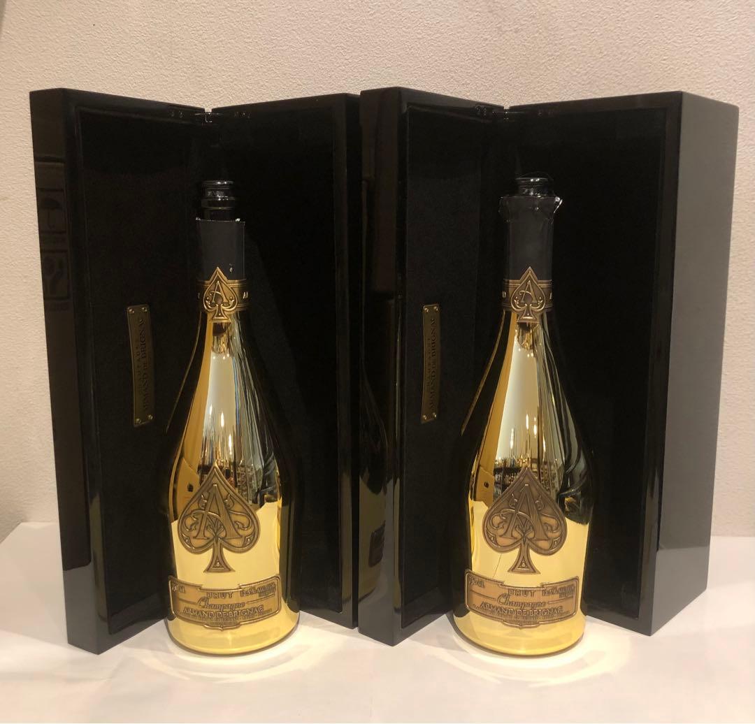 空瓶。アルマンドブリニャックゴールド750ml 2本セットケース付き