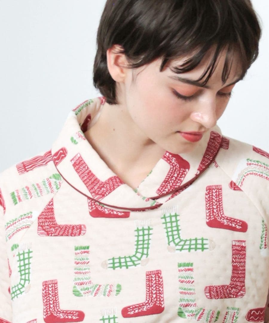 ちゃとらん様専用 ナルエー 裏綿接結(綿入り)厚手靴下ショールカラー