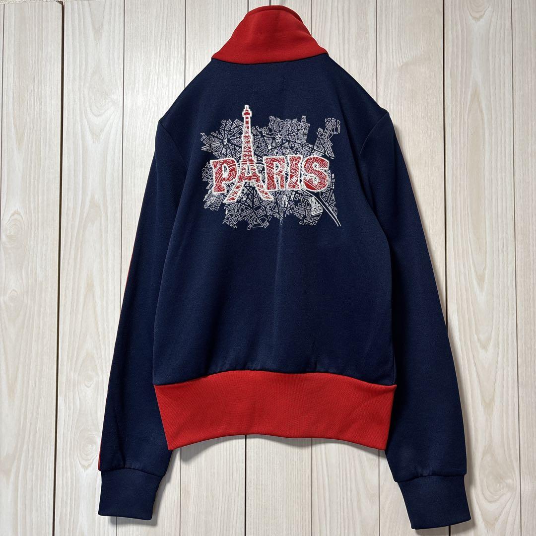 《人気》 アディダス トラックジャケット 刺繍 ビッグロゴ 立ち襟 PARIS