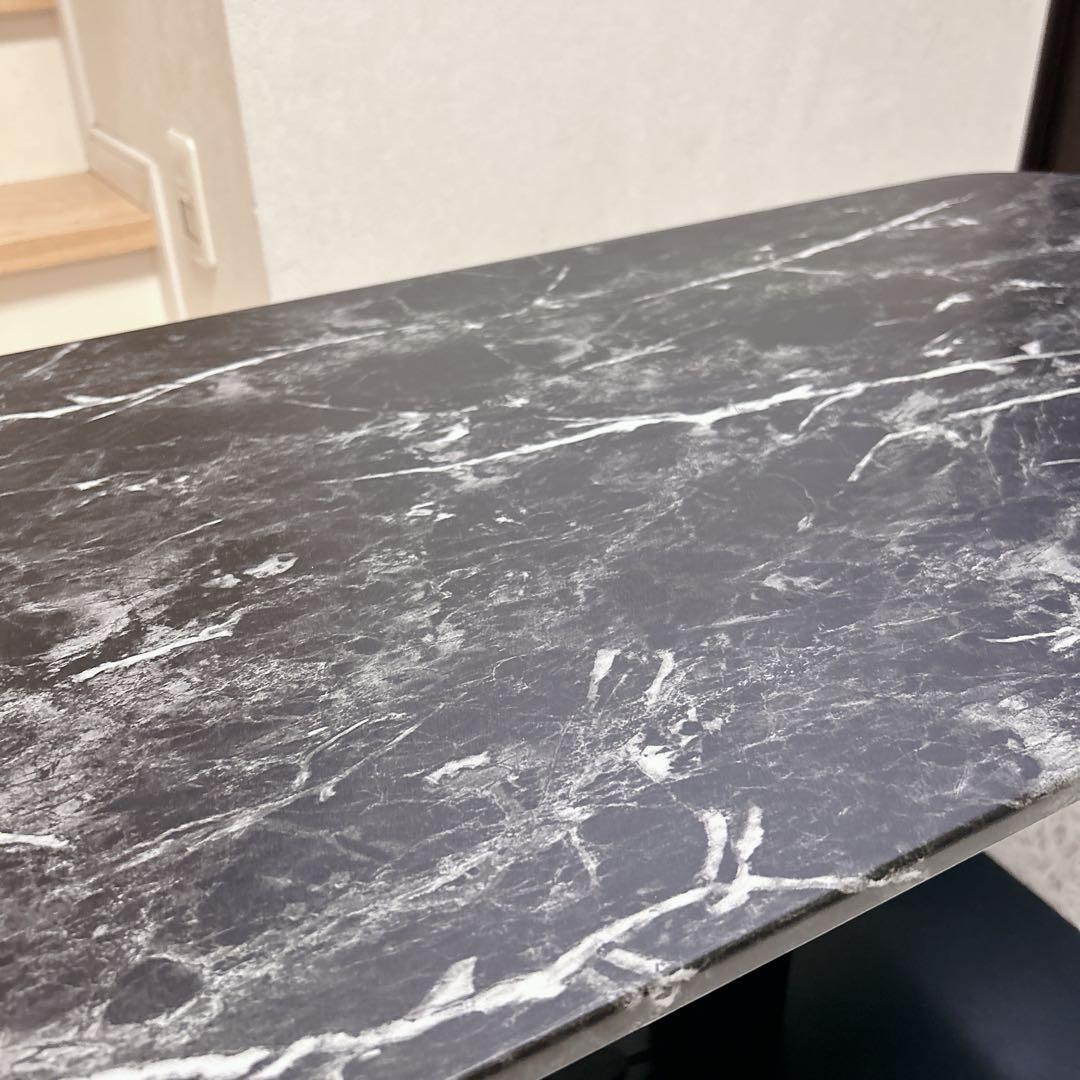 ペダル式 無段階昇降 テーブル 大理石調 高さ50.5～72.5cm