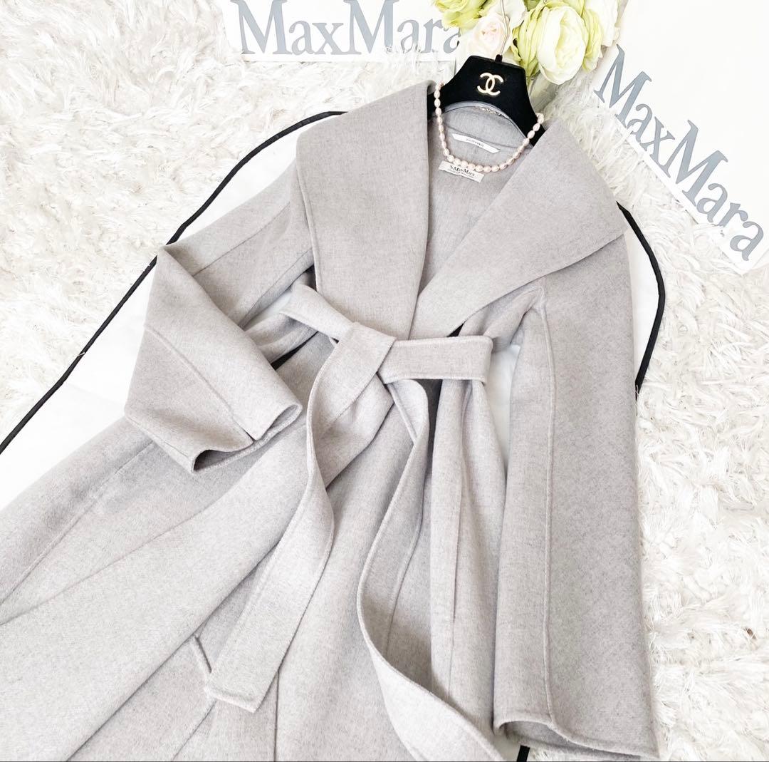 ★新品同様★マックスマーラ S MaxMara クチートアマーノ ロングコート★ 美品 S マックスマーラ クチートアマーノ パイピング ノーカラー