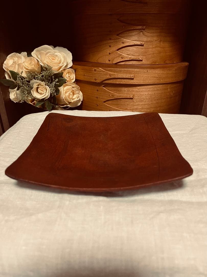 西川聡 赤い器 四角皿 漆塗り