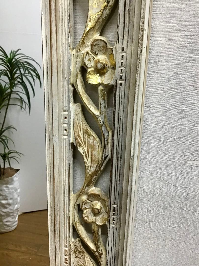管306☆イタリア製☆木製手彫り彫刻☆アンティーク☆ウォールミラー