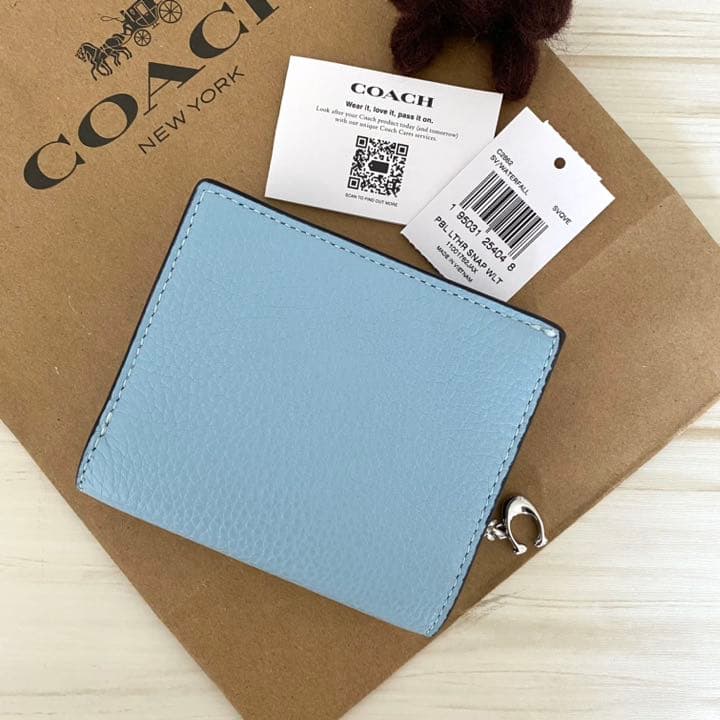 ☆ COACH コーチ財布 折り財布 ブルー 二つ折り財布 - メルカリ