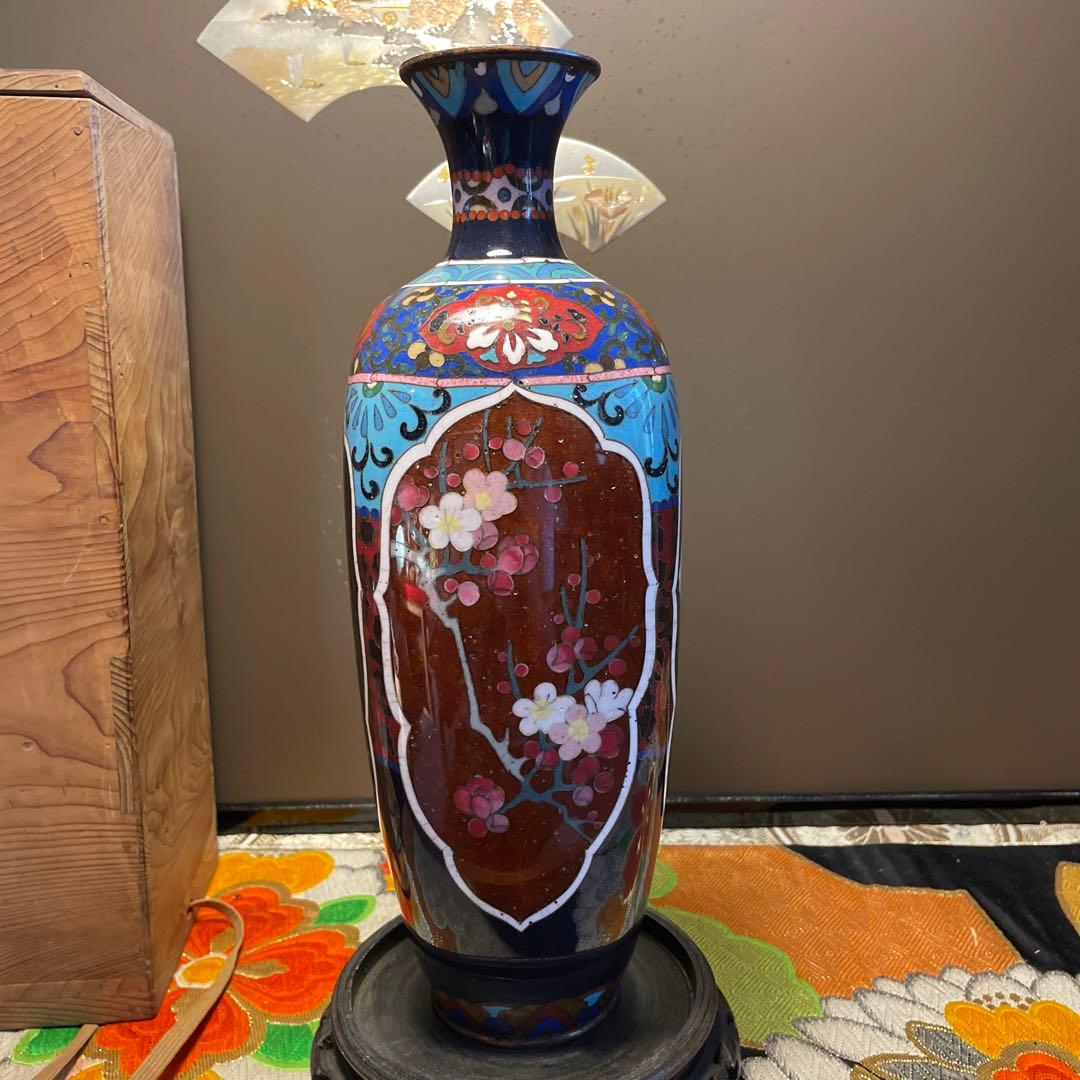 七宝焼花瓶，中国，清時代，骨董，インテリア，掐丝珐琅，明治，中国