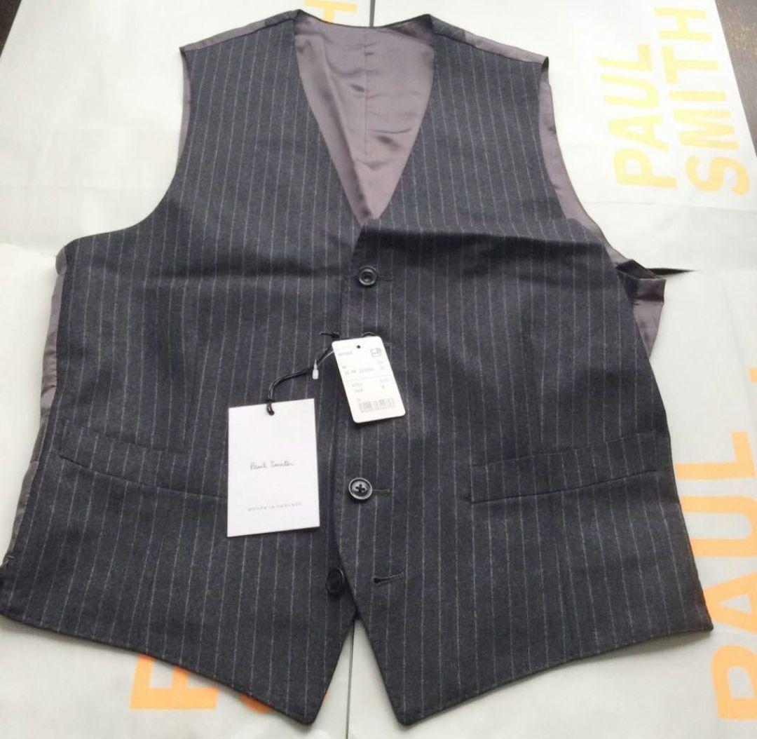ポールスミス ベスト Lサイズ① グレー 高級イギリス生地使用 裏地キュプラ 6Bベスト ｜ポール・スミス
