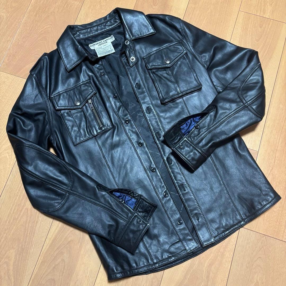 本革/KATHARINE HAMNETT ブラックレザージャケット M - メルカリ