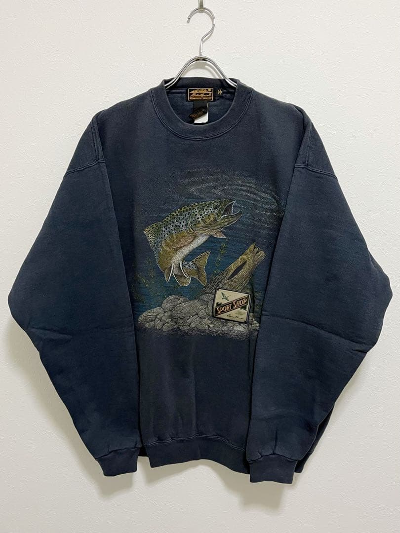 黒タグ 80s Eddie Bauer スウェット 紺 XL トラウト 魚 - メルカリ