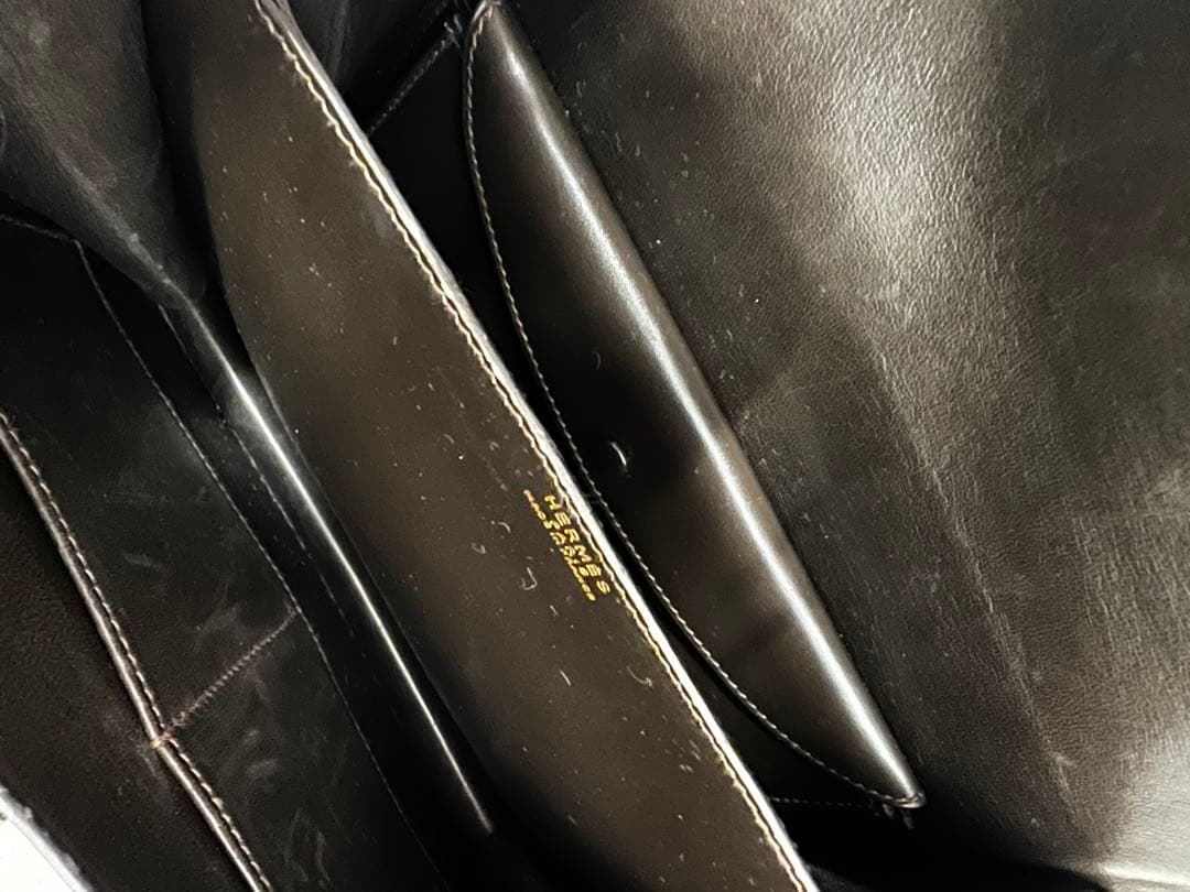 希少 エルメス セクアナ22 ボックスカーフ ダークブラウン 刻印不明