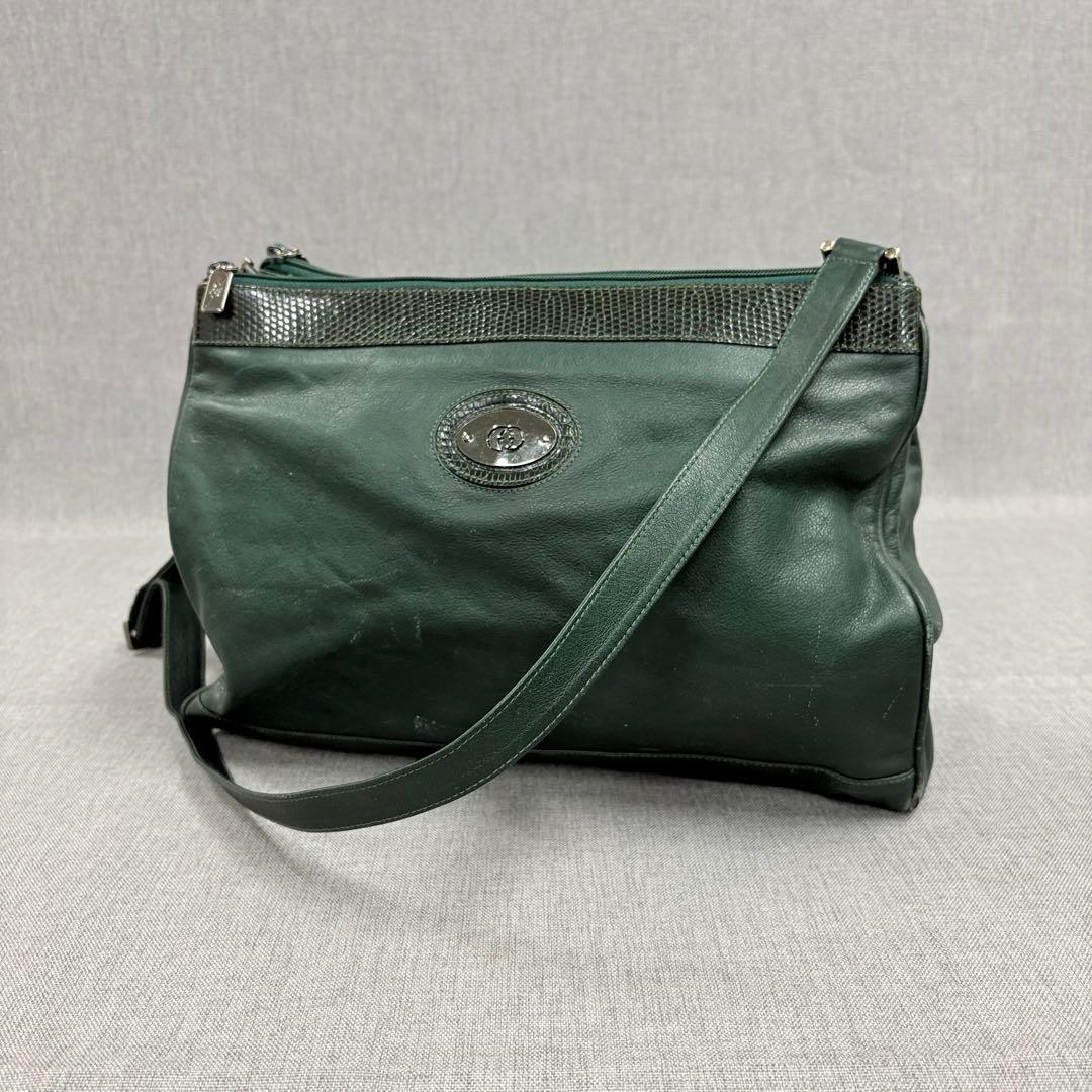 GUCCI オールドグッチ レザー ショルダーバッグ グリーン - メルカリ