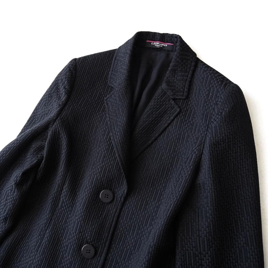 LEONARD レオナール 高級 シルクウール ロングコート 13 黒 - メルカリ