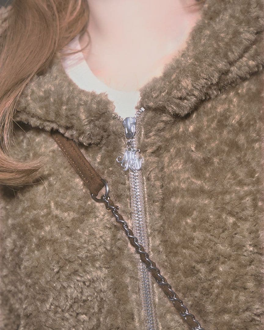 新品タグ付き ミシェルマカロン ベアムートンジャケット モカベージュ