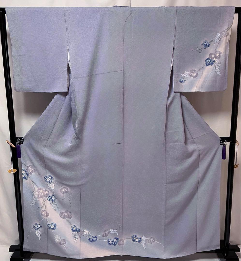 b576 正絹 袷 訪問着 地紋 葡萄 極美品 着物 - メルカリ