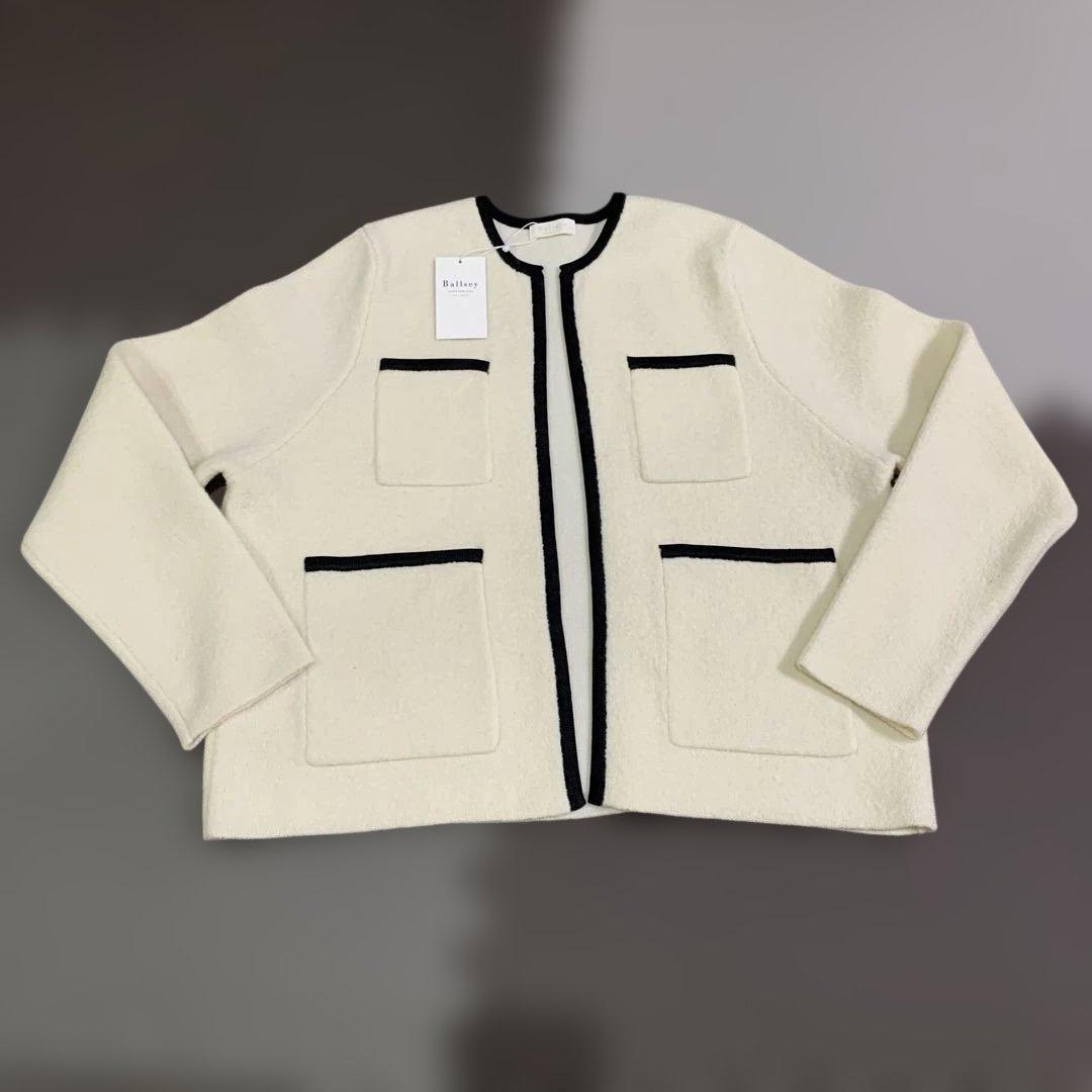 Ballsey】ウールナイロンブークレー フロントオープンカーディガン S