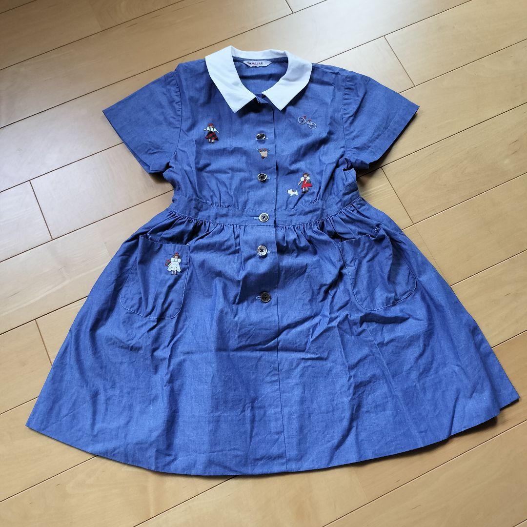 ヴィンテージ ファミリア familiar デニム ワンピース 手刺繍 120