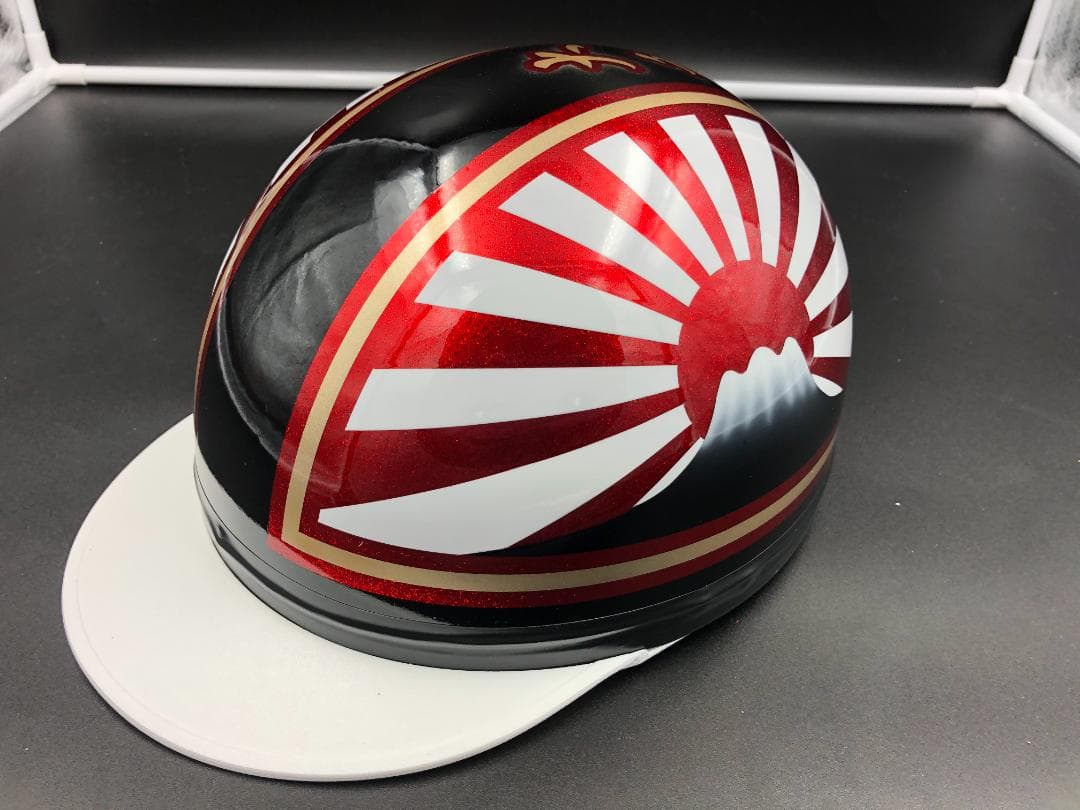 コルク半　カスタム　富士日章　三つボタン　ブラックホワイトレッド　ラメ コルク半 カスタム 富士日章 3つボタン ピンクラップラメ 桜 送料無料