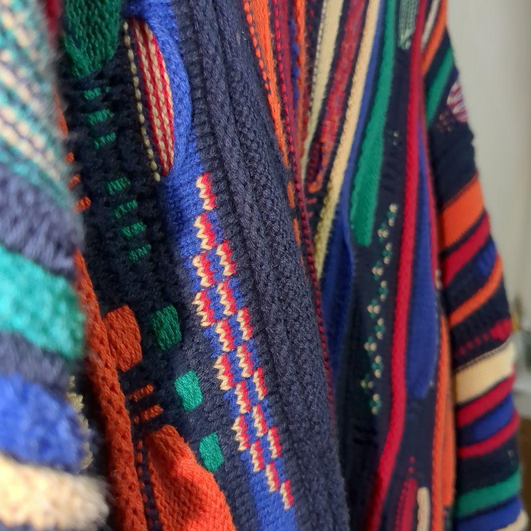 3Dニット マルチカラー カラフル セーター ケーブルニット М COOGI風