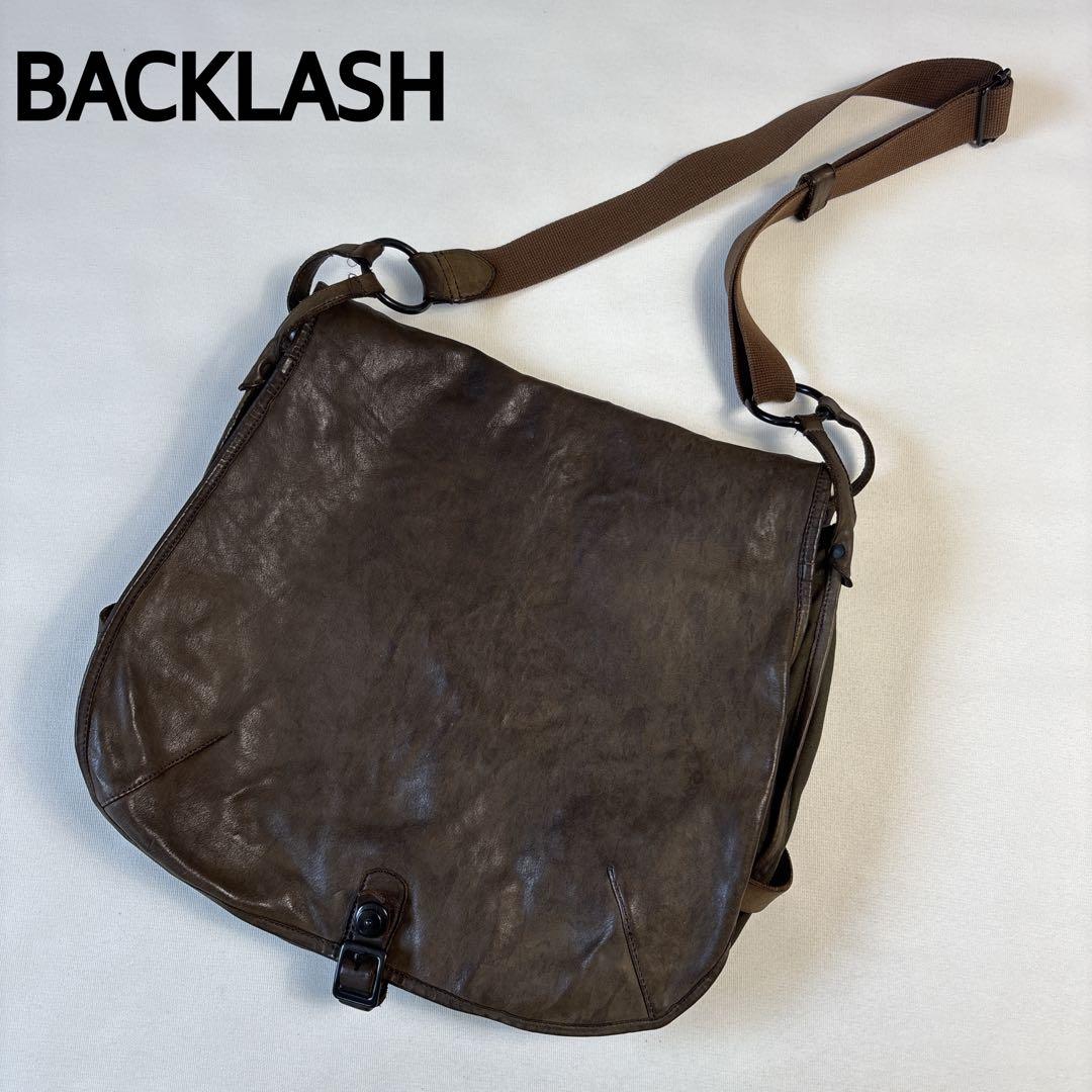 希少✨BACKLASH メッセンジャーバッグ レザー ブラウン×カーキ 大容量 希少✨BACKLASH メッセンジャーバッグ レザー ブラウン×カーキ 大容量