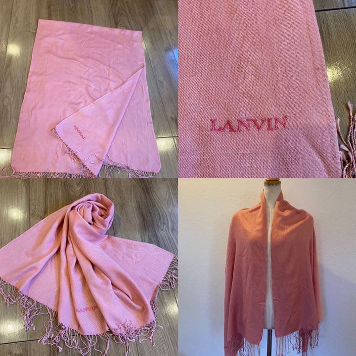 LANVIN ランバン シルクカシミヤ 刺繍入り 大判ストール マフラー