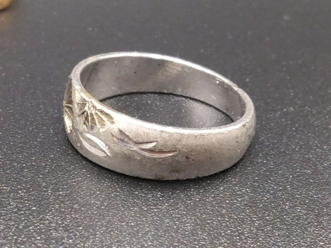 O*i様 【伝統工芸】日本 アンティーク 彫金 高彫 純銀 金張 指輪