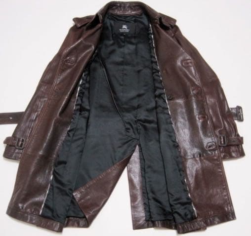 バーバリー ブラックレーベル 19万 最高級 ラムレザートレンチコート M