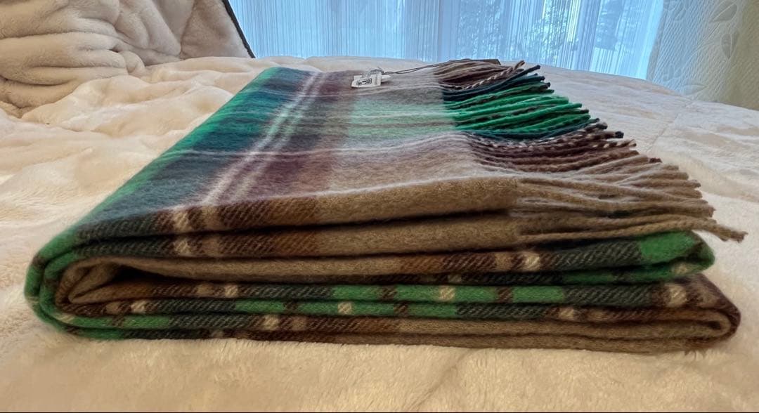 新品 ジョンストンズ ブラウングリーンスチュワート 大判ストール