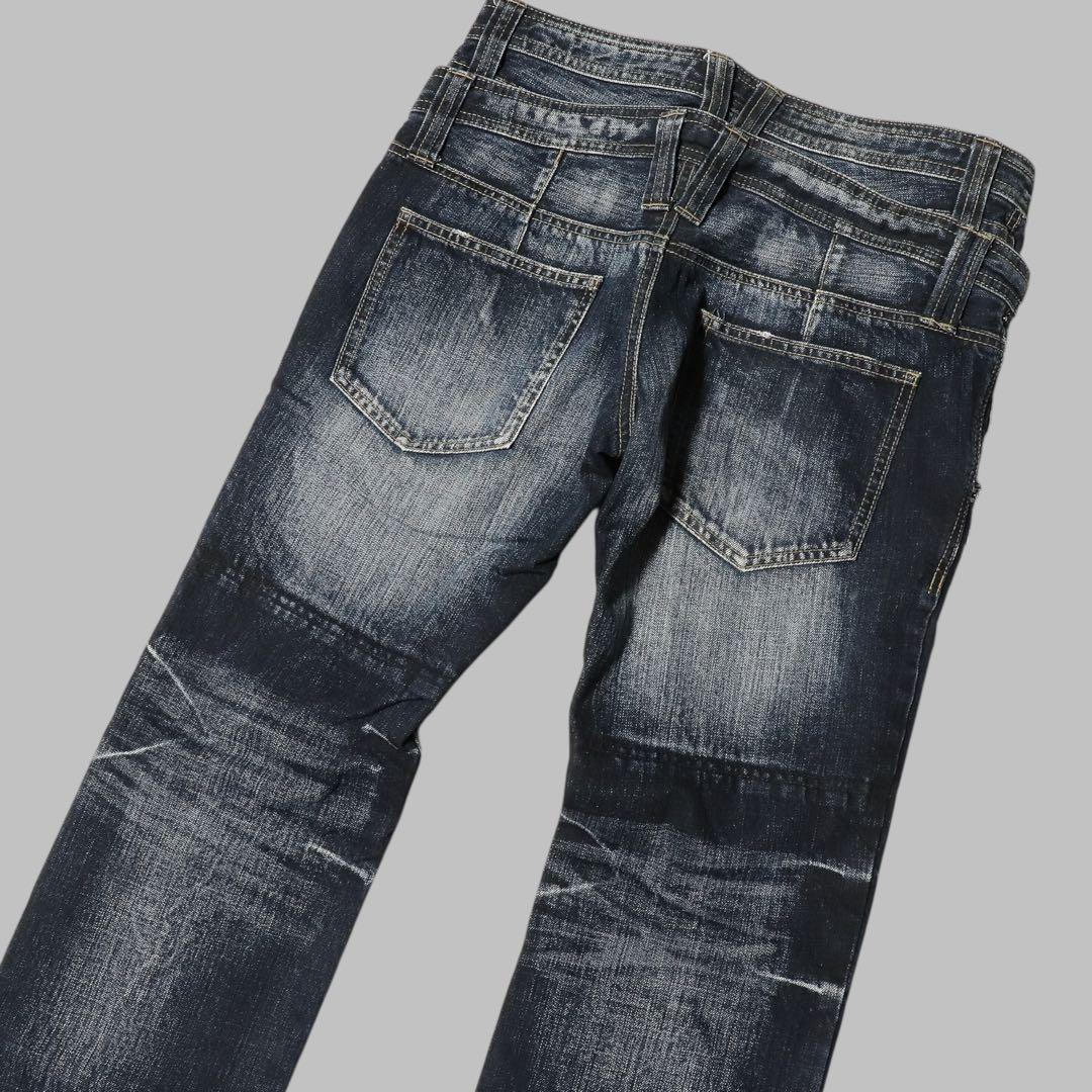 PPFM☆ダブルウエスト デニム ジーンズ☆本革☆Y2K Archive☆00s