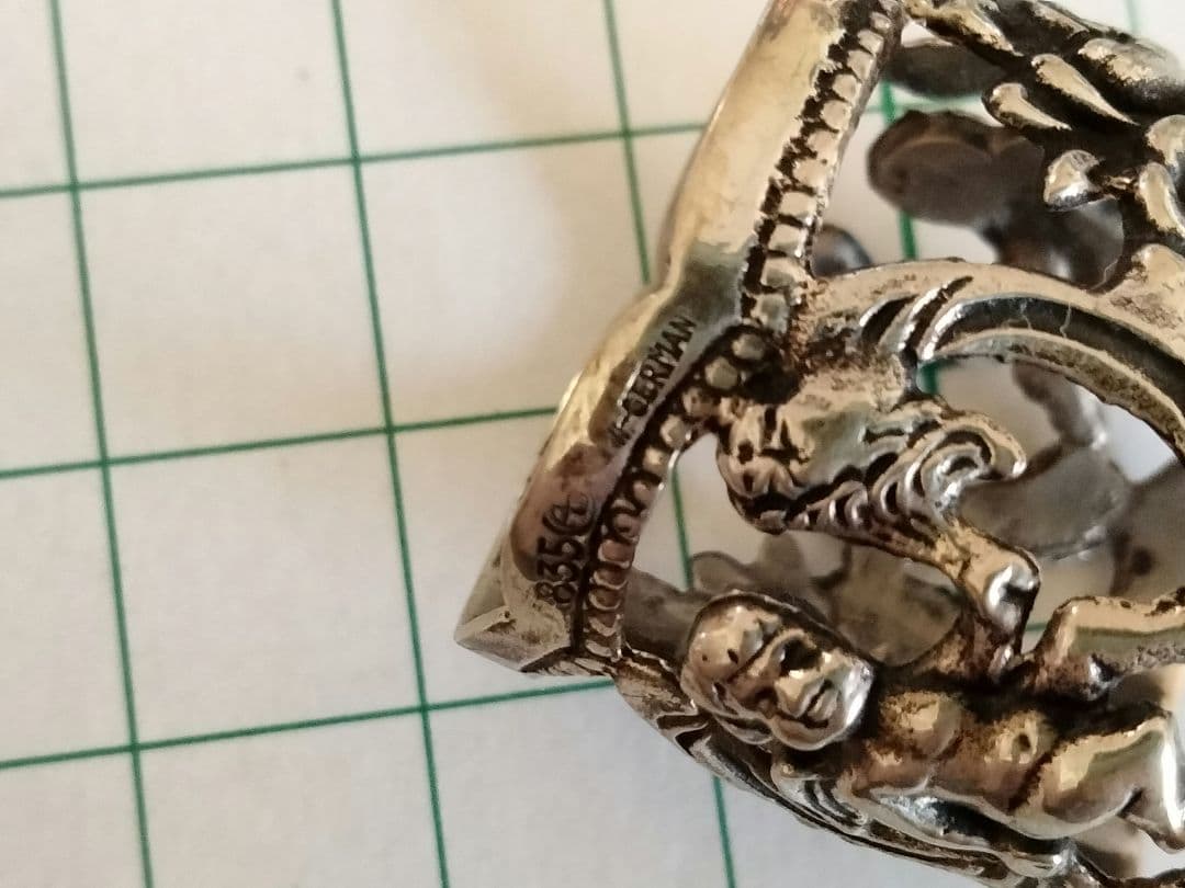 最終価格８３５シルバー.ナプキンリング、ヒルデスハイムの薔薇、天使、