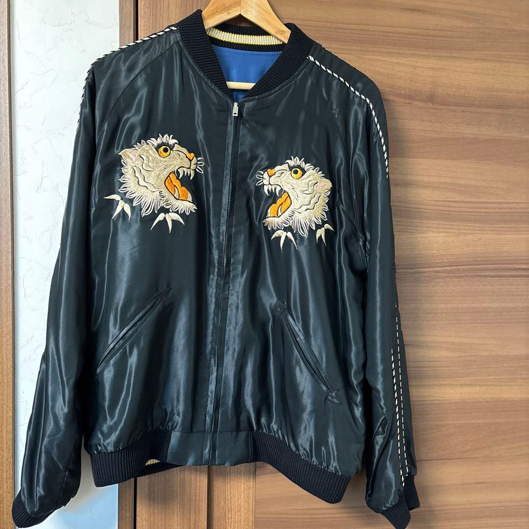 TAILOR TOYO WHITE TIGER×GOLD DRAGON Mid 1950s Style Acetate Souvenir Jacket “WHITE TIGER” × “GOLD