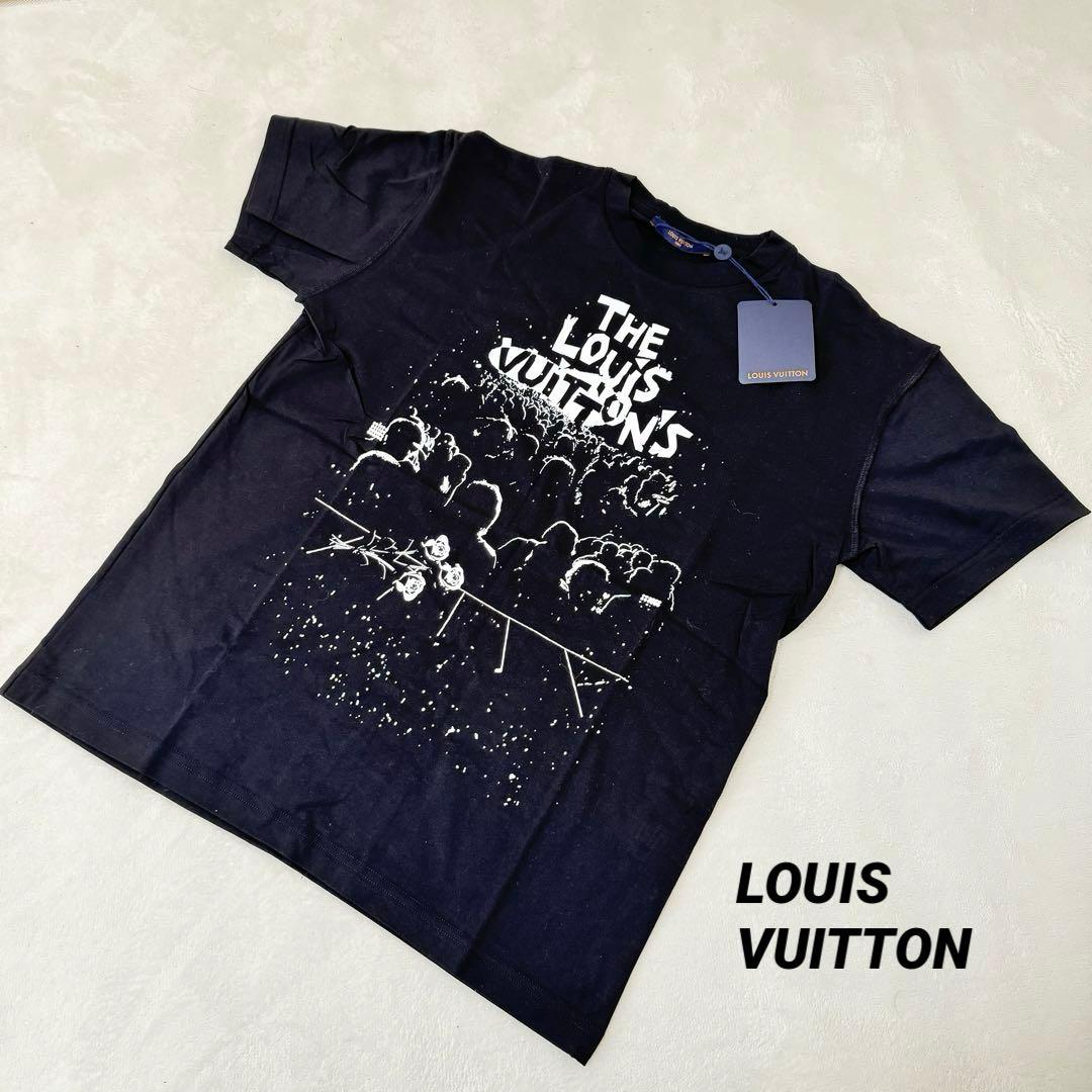 新品✨LOUIS VUITTON LIVEプリント　半袖　ブラック　Sサイズ 新品】LOUIS VUITTON ロゴプリント 半袖Tシャツ 黒 XS - メルカリ
