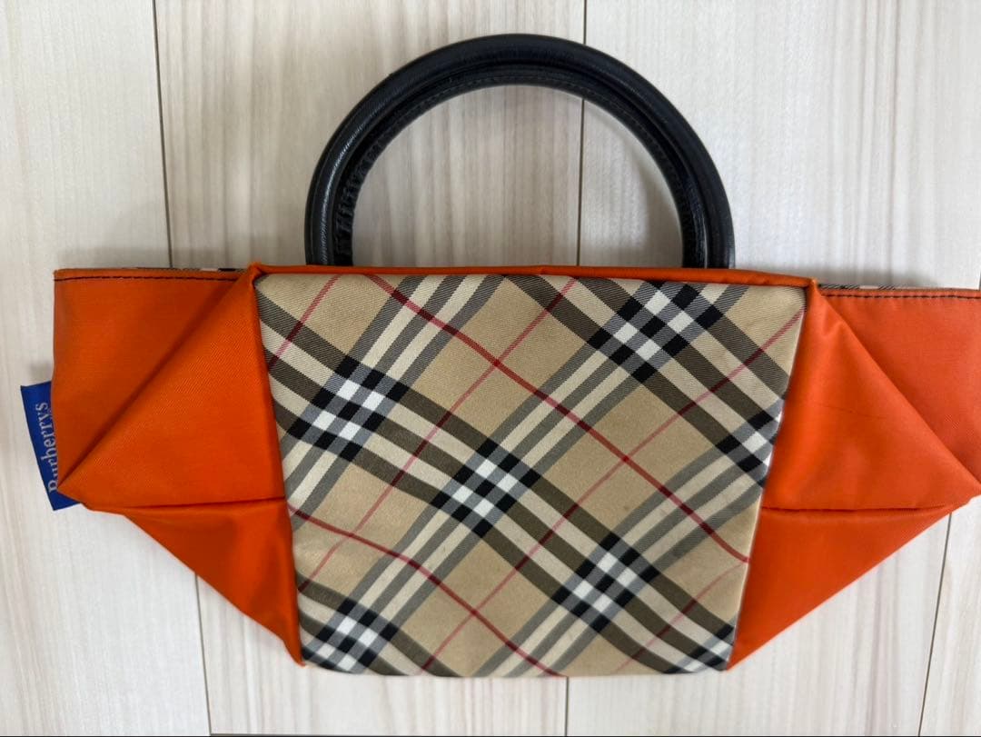 Burberry ブルーレーベル ノバチェック トートバッグ オレンジ