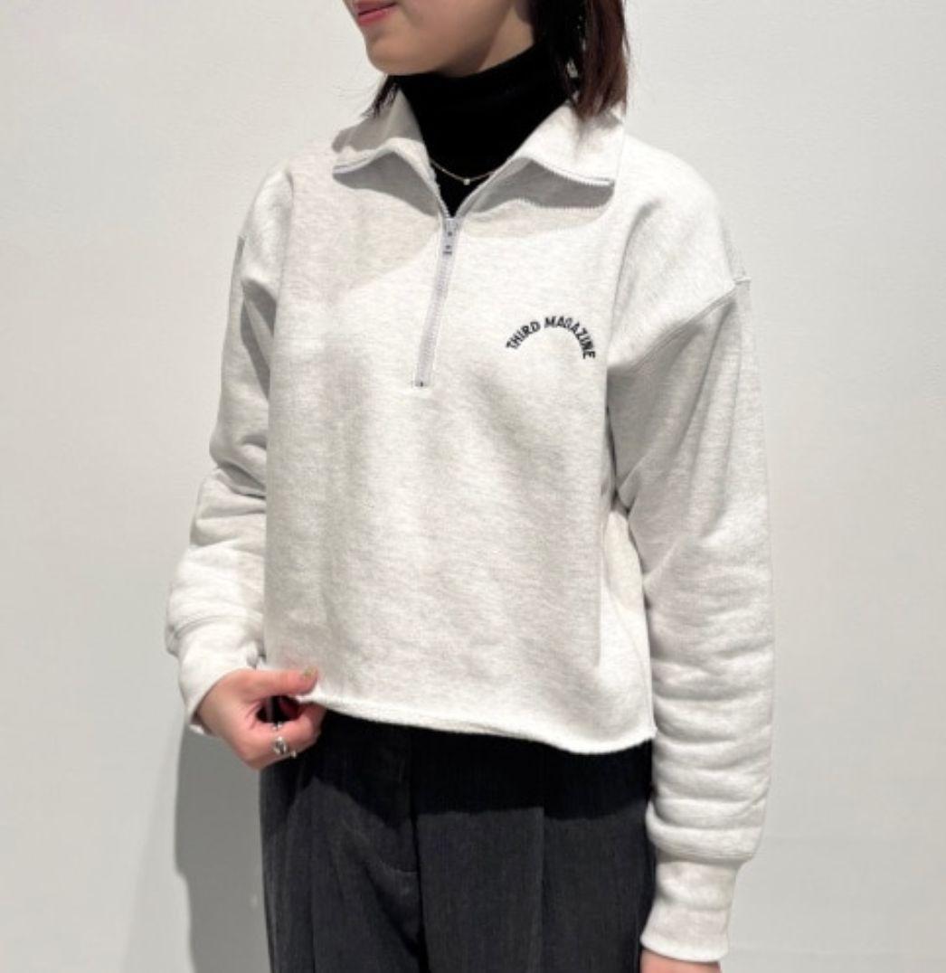 新品未使用 サードマガジン ハーフジップロゴスウェット 杢グレー