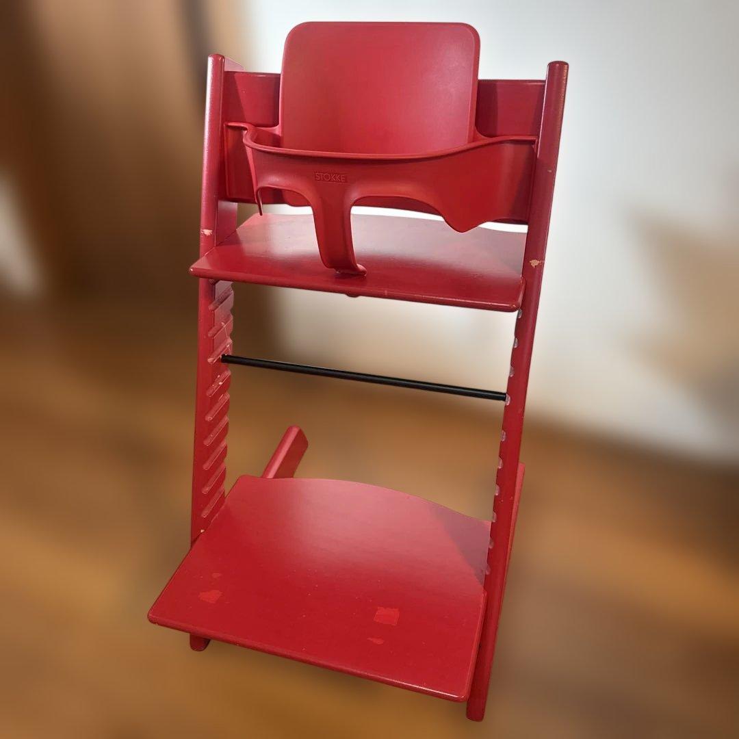 良品　ストッケ　トリップトラップ　ベビーチェア　レッド　シリアルナンバー3 ストッケ トリップトラップ ベビーセット付 レッド シリアルナンバー3