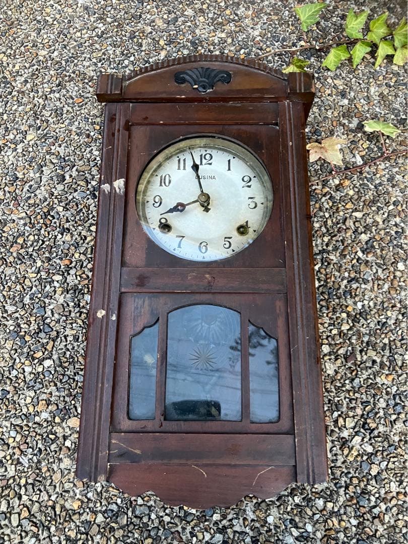 昭和レトロ アンティーク 柱時計 ゼンマイ振り子時計 ボンボン ねじ