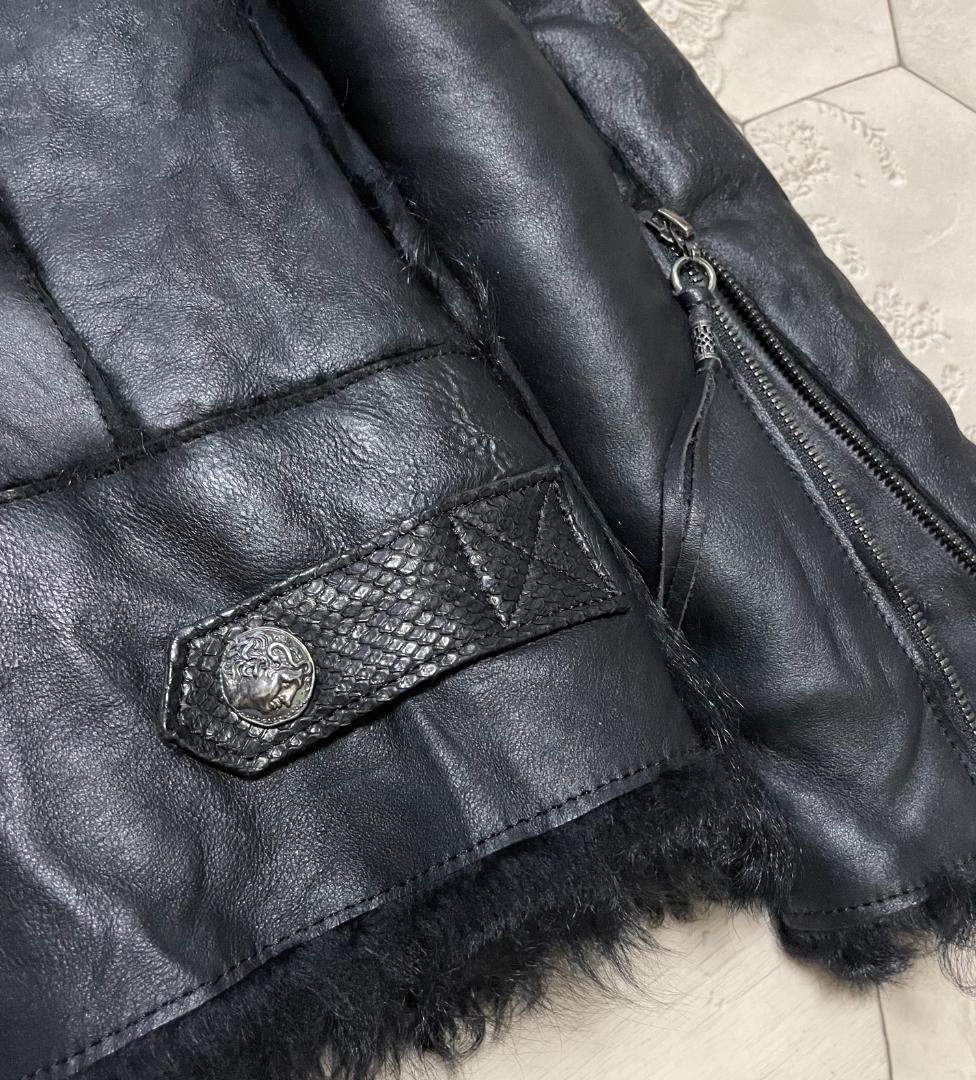 定価30万円 極美品 シェラック SCHORL 蛇革xムートンライダース黒46