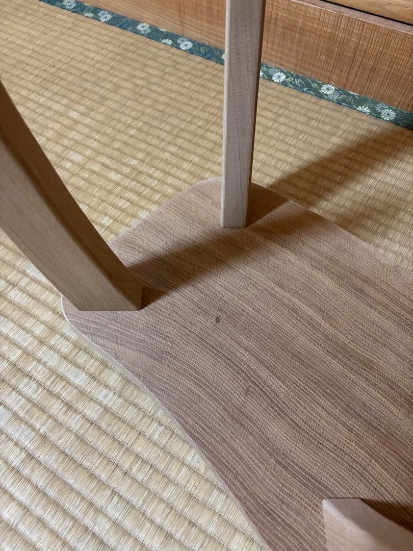 1390建具屋58年のおじいさんの手作り木製サイドテーブル、イス