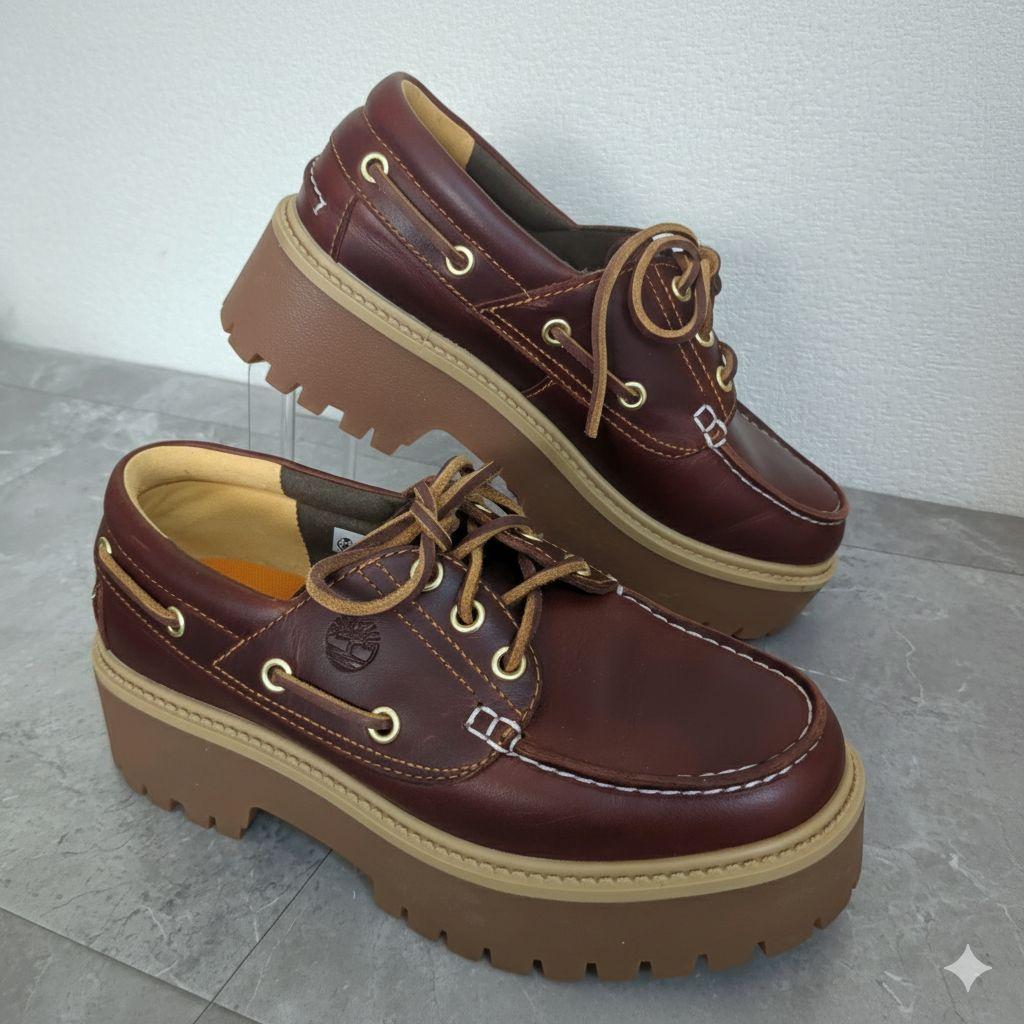 美品☆24㎝ Timberland ストーン ストリート ボート 厚底 モカシン Timberland（ティンバーランド） レディース デッキシューズ モカシン