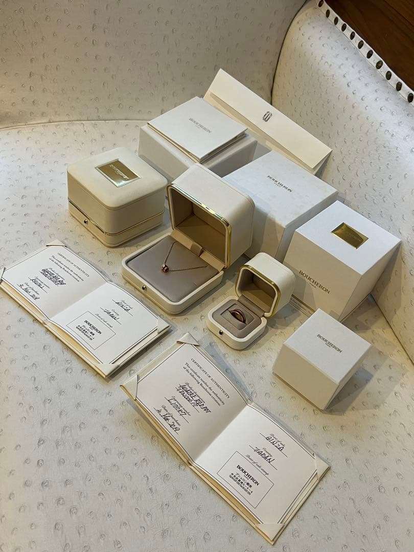 Boucheron☆ブシュロンキャトルホワイトリングハーフメンズ19号K18PG