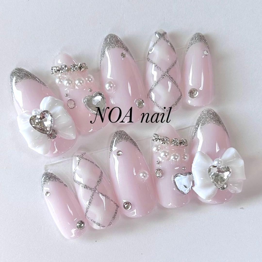 韓国 量産型 ちゅるん フレンチガーリー 地雷 ネイルチップ ワンホン