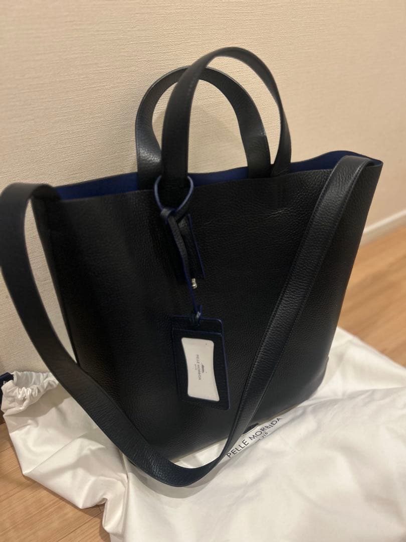 PELLE MORBIDA ペッレモルビダ ネイビー トートバッグ - メルカリ
