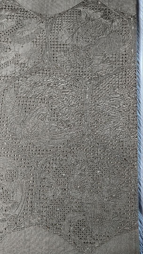 袋帯 スワトウ刺繍 紬地 正倉院花唐草文様 モスグリーン無地 - メルカリ