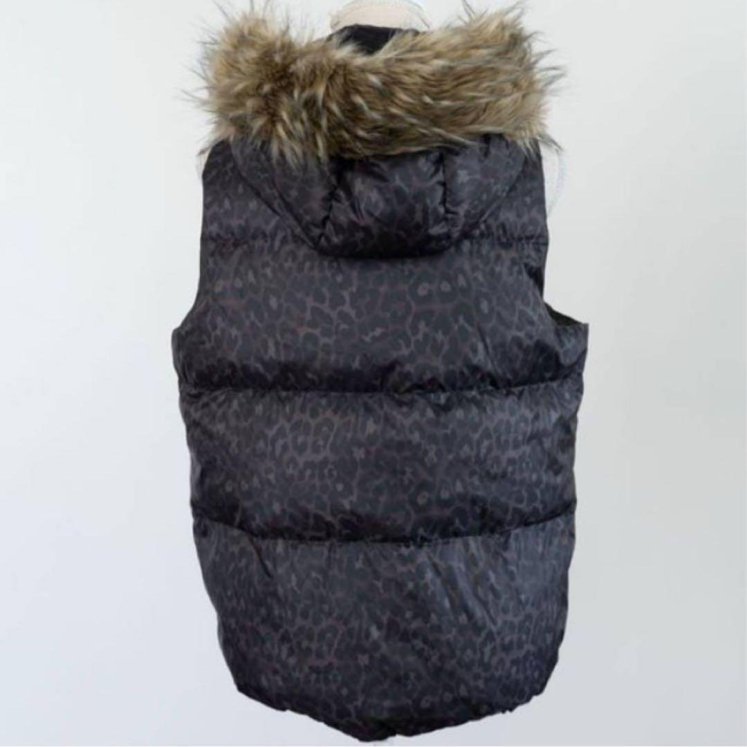 コーチ coach レオパード柄 ダウンベスト ヒョウ柄 ファー付きフード
