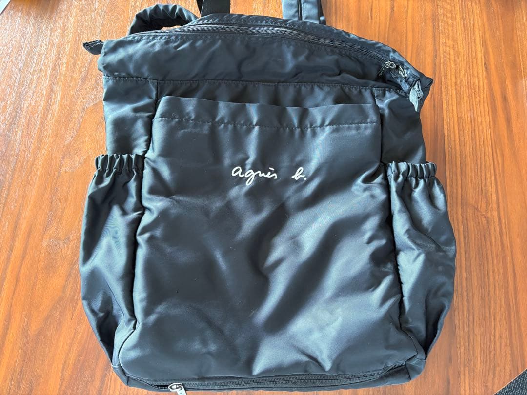 agnes b. アニエスベー 2way マザーズバッグ リュック トート 黒
