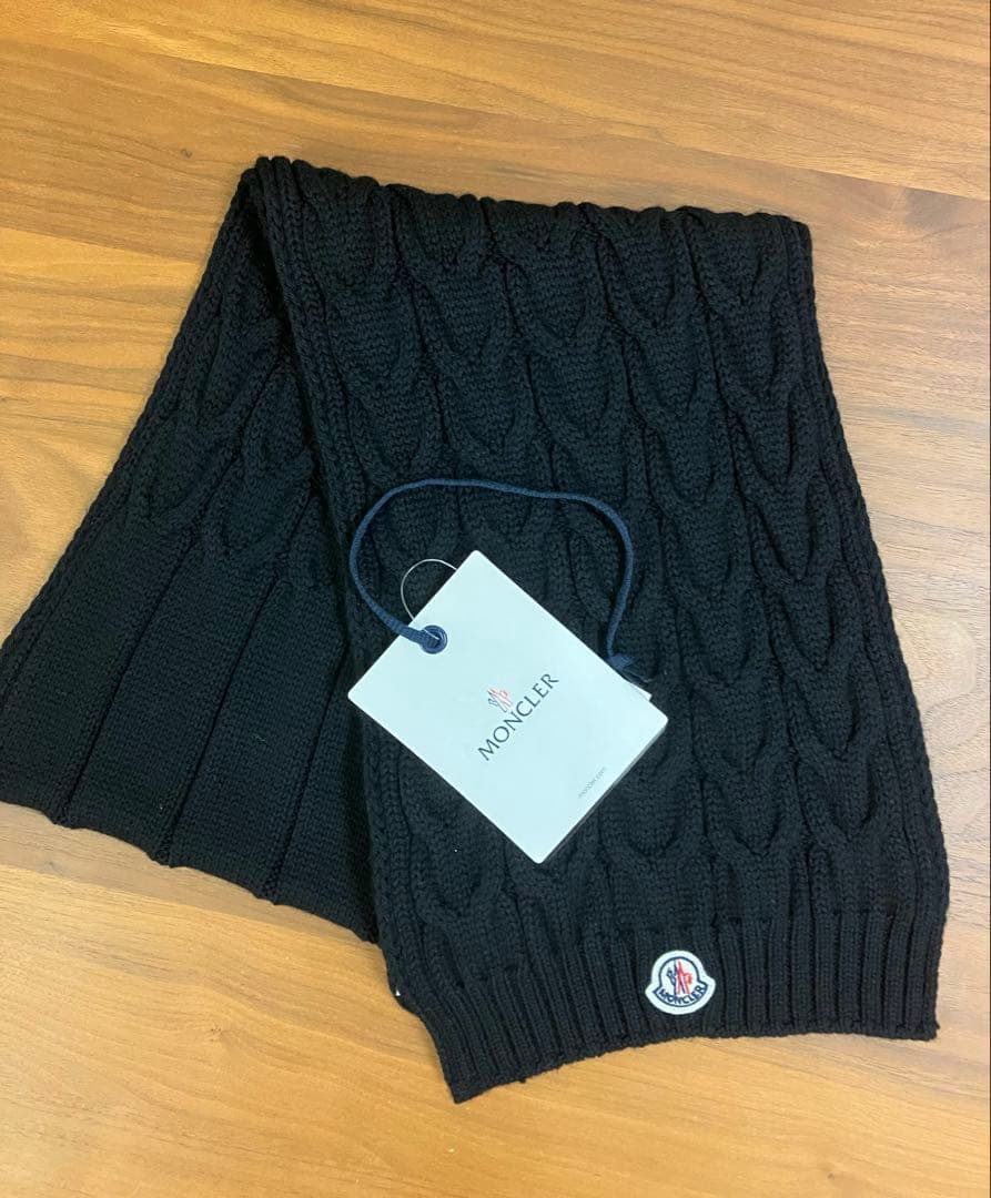 【極美品　本物認証確認済】　モンクレール　マフラー　ブラック 中古・古着通販】MONCLER (モンクレール) マフラー ブラック｜ブランド