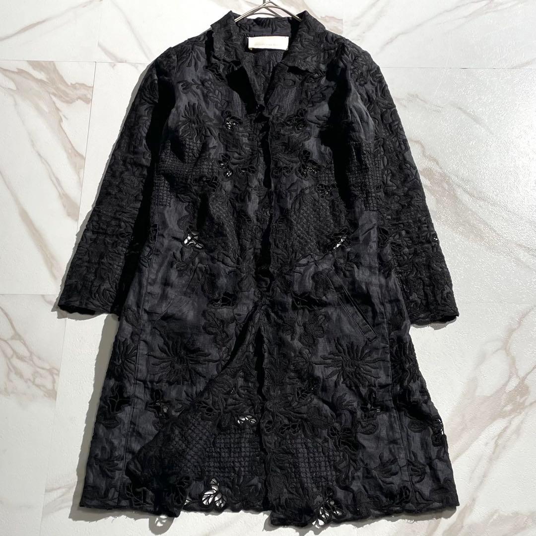 入手困難✨ エルマンノシェルビーノ レース生地 チェスターコート ネイビー AOYAMA 【洋服の青山】メンズ チェスターコート ネイビー 紺 シングル